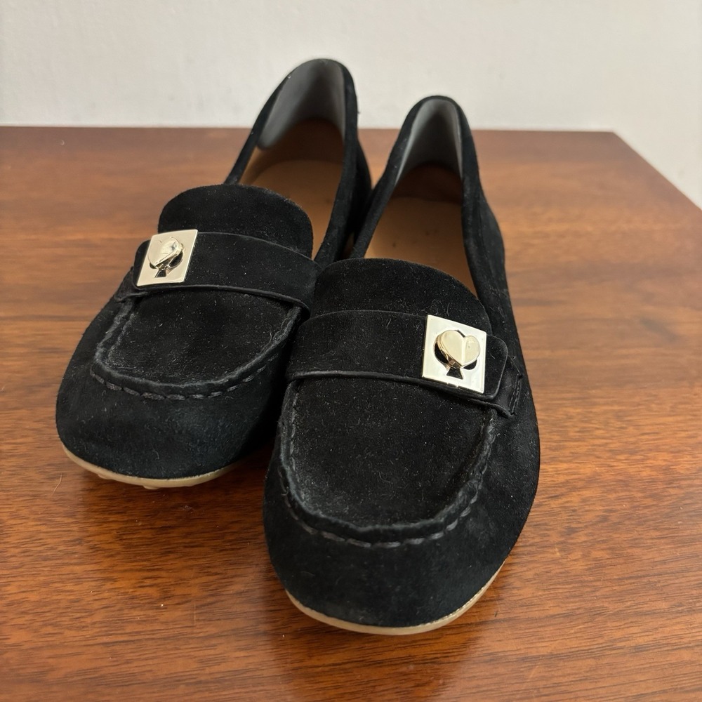 Kate Spade New York Women's‎ Black Suede Camellia Loafers Size 5B